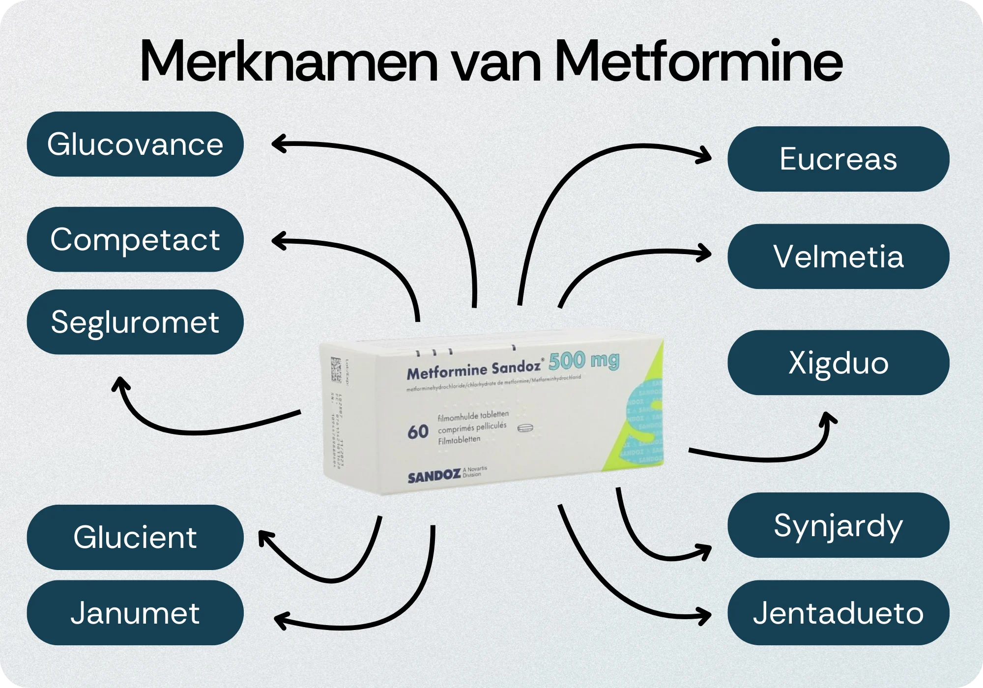 Merknamen van Metformine